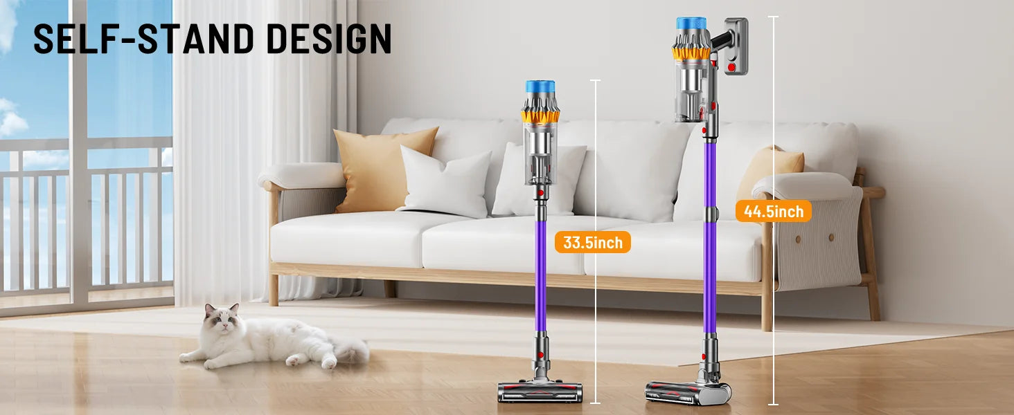Aspirateur sans fil VAKERR X15 Pro 650W, forte aspiration 65KPA pour poils d'animaux et tapis, autonomie 70 minutes, nettoyage domestique