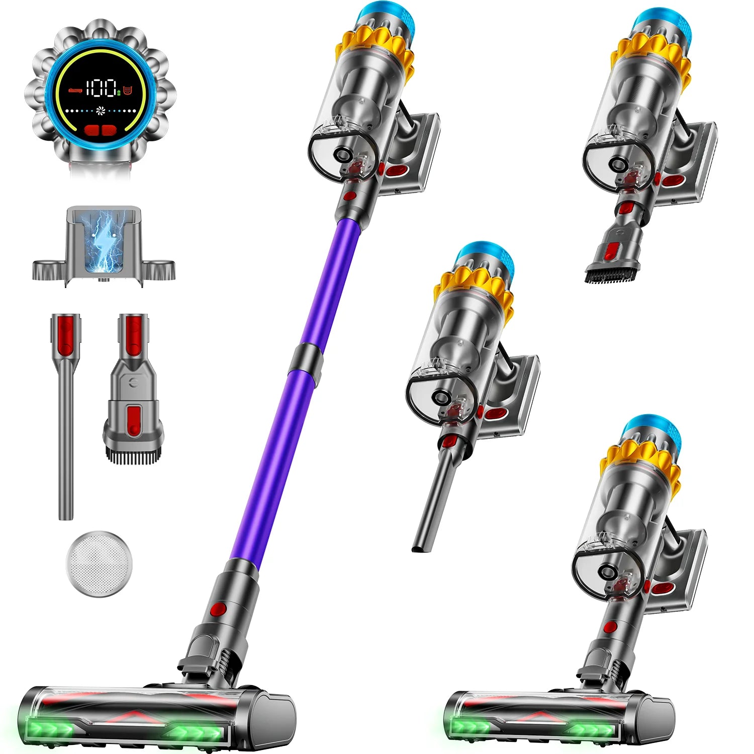 Aspirateur sans fil VAKERR X15 Pro 650W, forte aspiration 65KPA pour poils d'animaux et tapis, autonomie 70 minutes, nettoyage domestique
